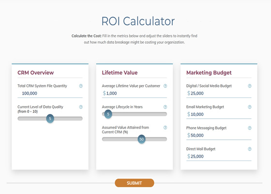 ROI calculator for linkable asset
